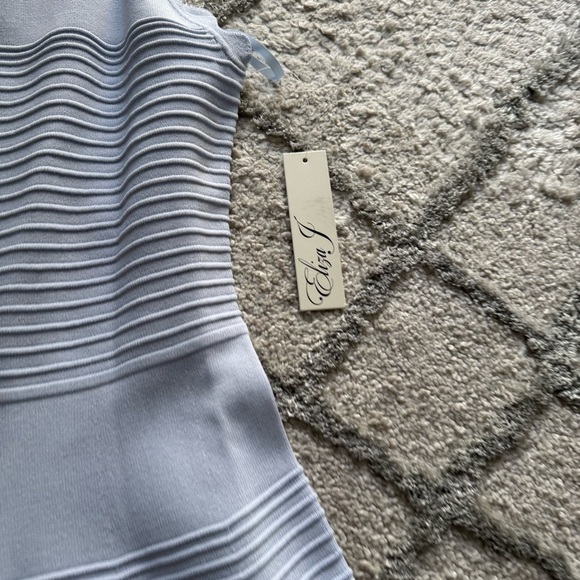 ELIZA J POWDER BLUE SWEATER fit flare DRESS high neck small new - Picture 4 of 9